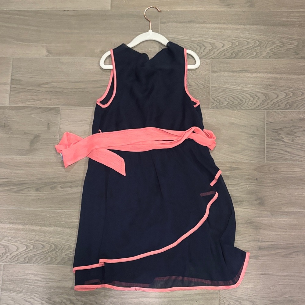 Paper Doll Girls Navy Dress with Pink Belt Size 8